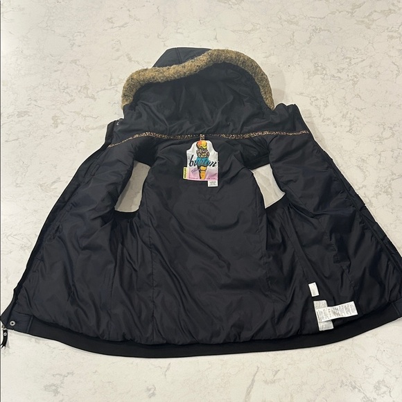 Burton Dryride Puffer Vest Black Hooded Faux Fur Trim Size Large - Picture 7 of 12